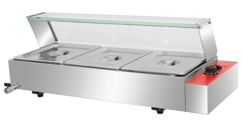 Commercial Bain Marie with Sneeze Guard MC-BM-3