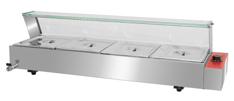 Commercial Bain Marie with Sneeze Guard MC-BM-4