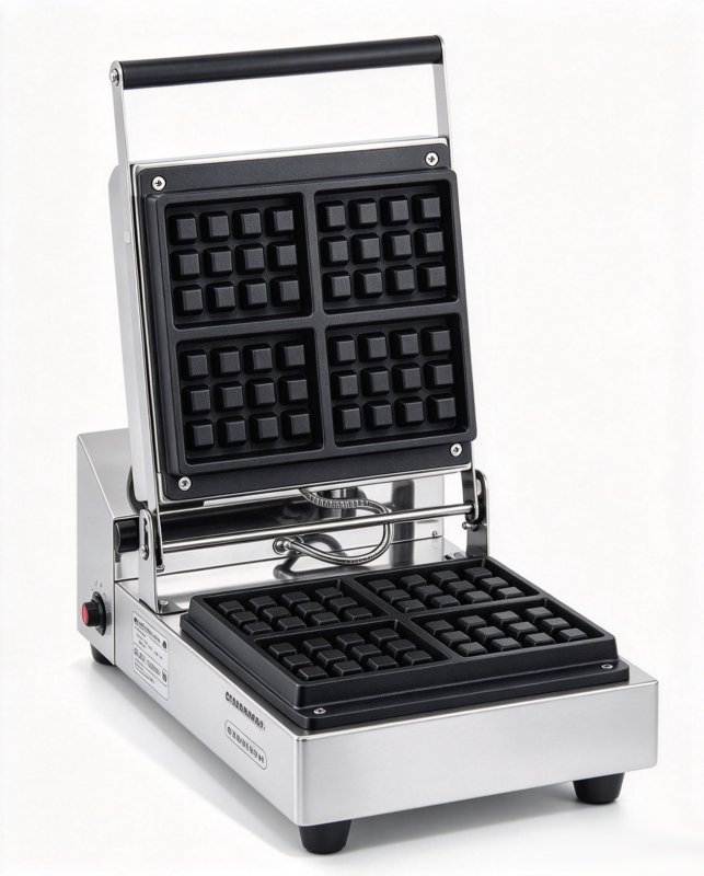 Commercial Mirror 4‑Square Waffle Maker