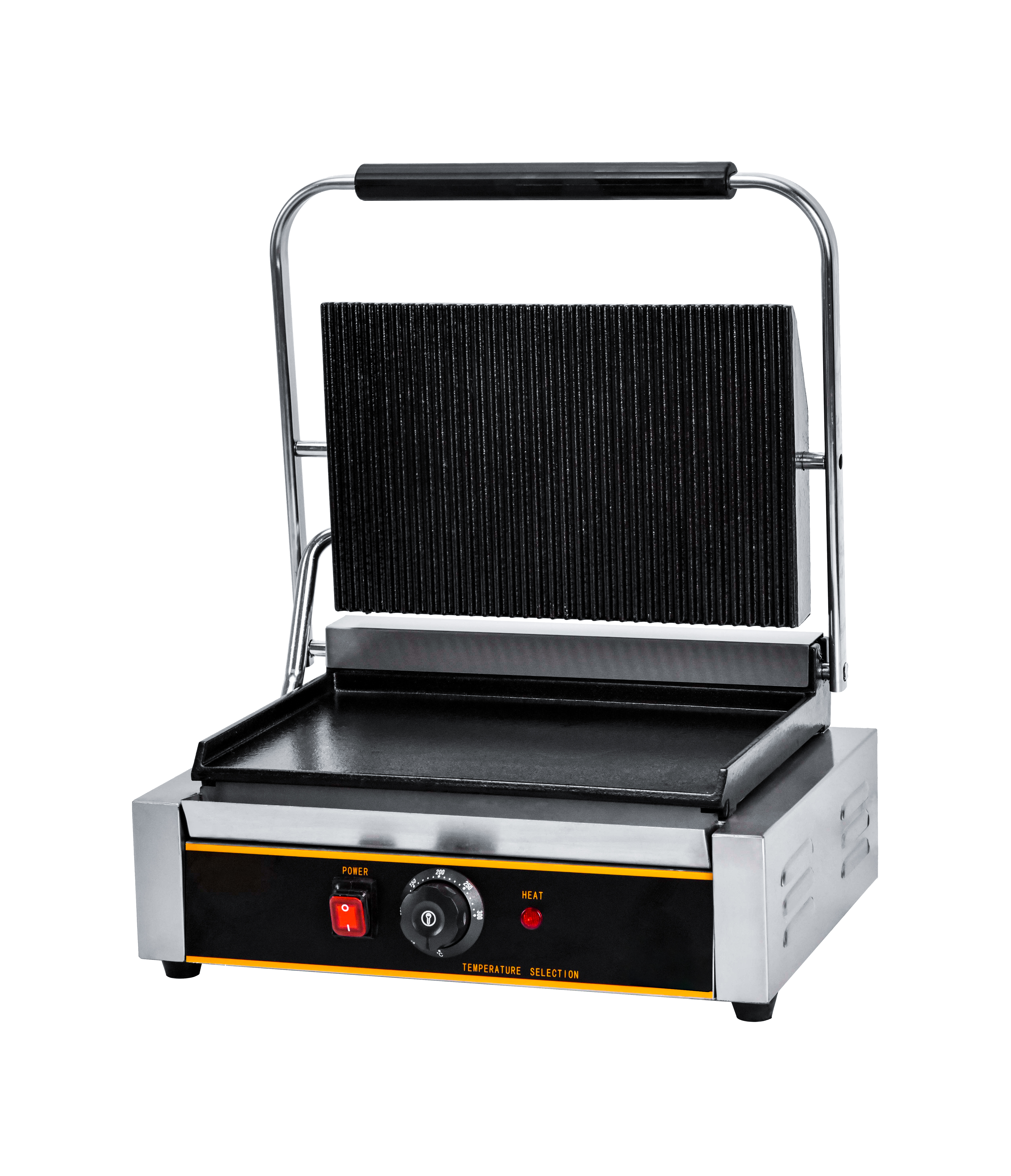 Single Electric Contact Grill (Upper Grooved, Lower Flat Plate)