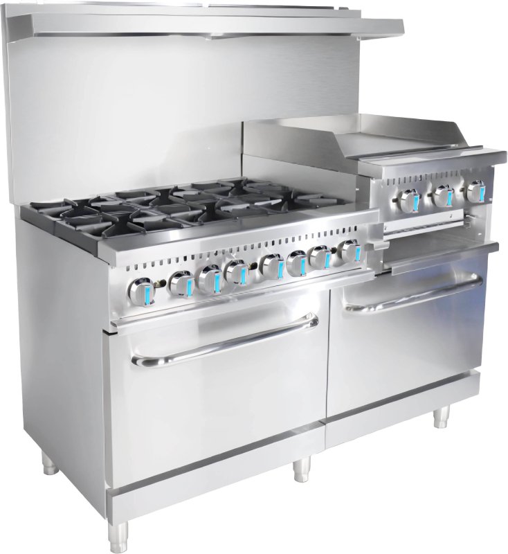 6 Burner Gas Range with 24''Griddle&Salman der&Oven