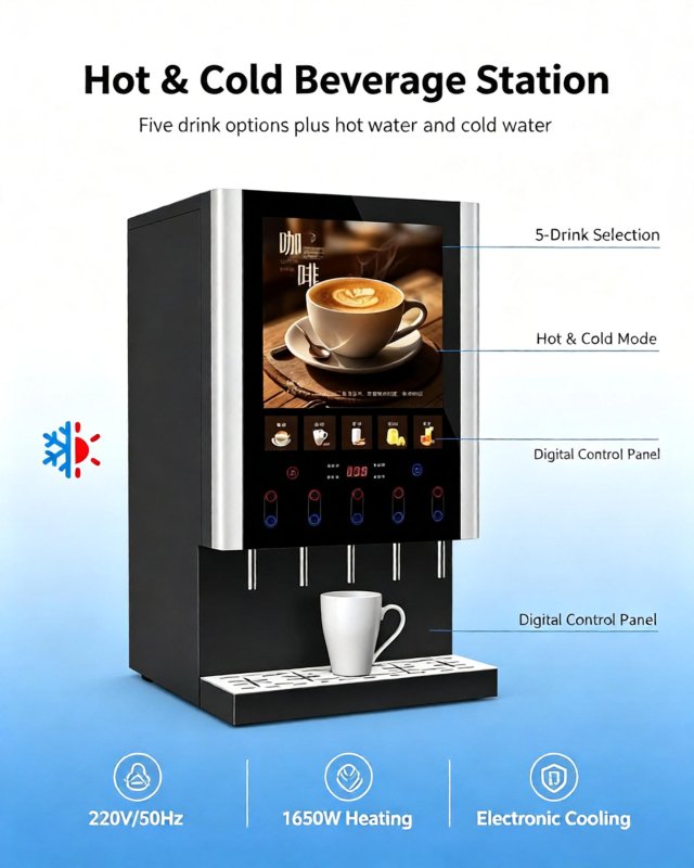 5-Flavor Instant Coffee Dispenser (Hot-Only Type)